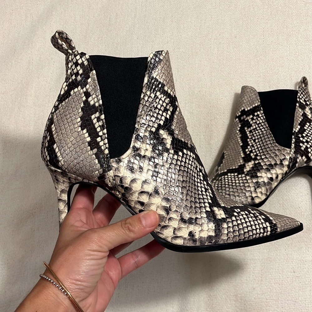 ZARA leather snakeskin high heel ankle boots andβ booties size 7 - Picture 5 of 10